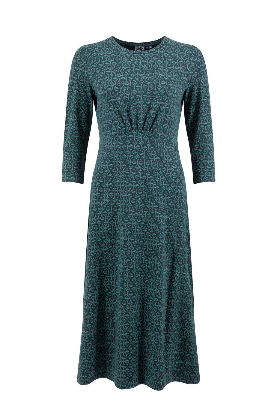 Weird Fish Green Felicity Printed Jersey Midi Dress