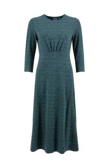 Weird Fish Green Felicity Printed Jersey Midi Dress