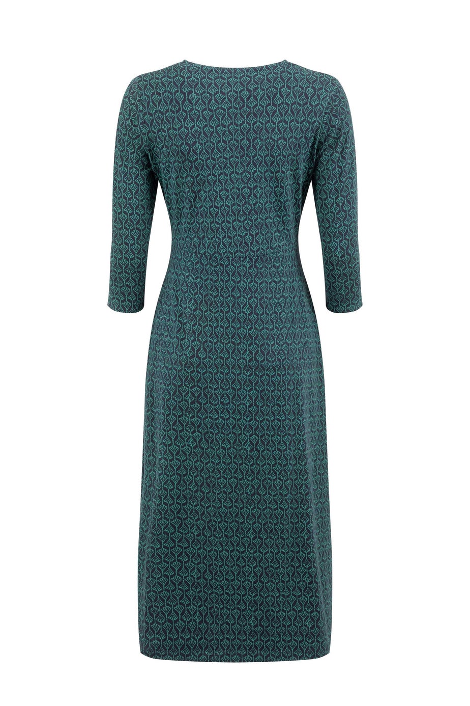 Weird Fish Green Felicity Printed Jersey Midi Dress