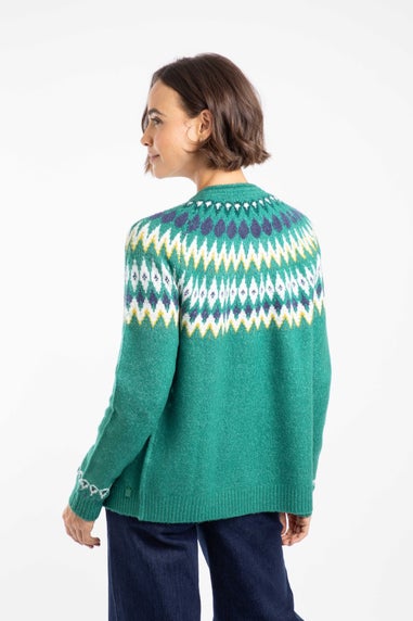 Weird Fish Green Ivy Hatty Fair Isle Cardigan