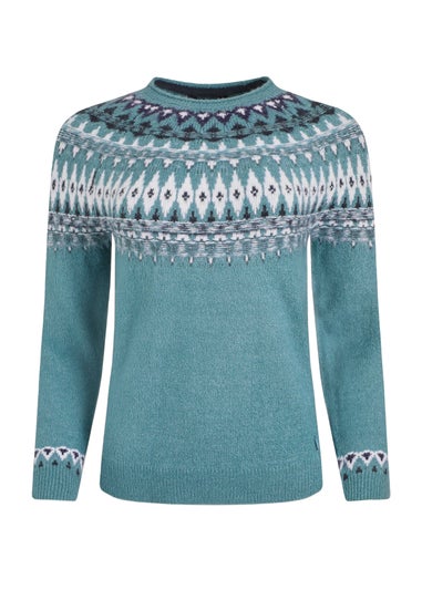 Weird Fish Smoked Blue Lowell Fair Isle Jumper