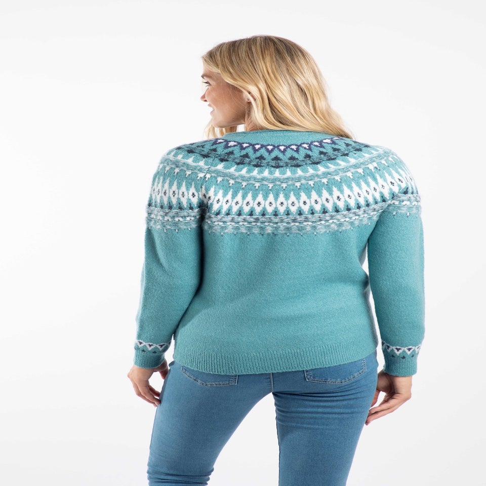 Weird Fish Smoked Blue Lowell Fair Isle Jumper