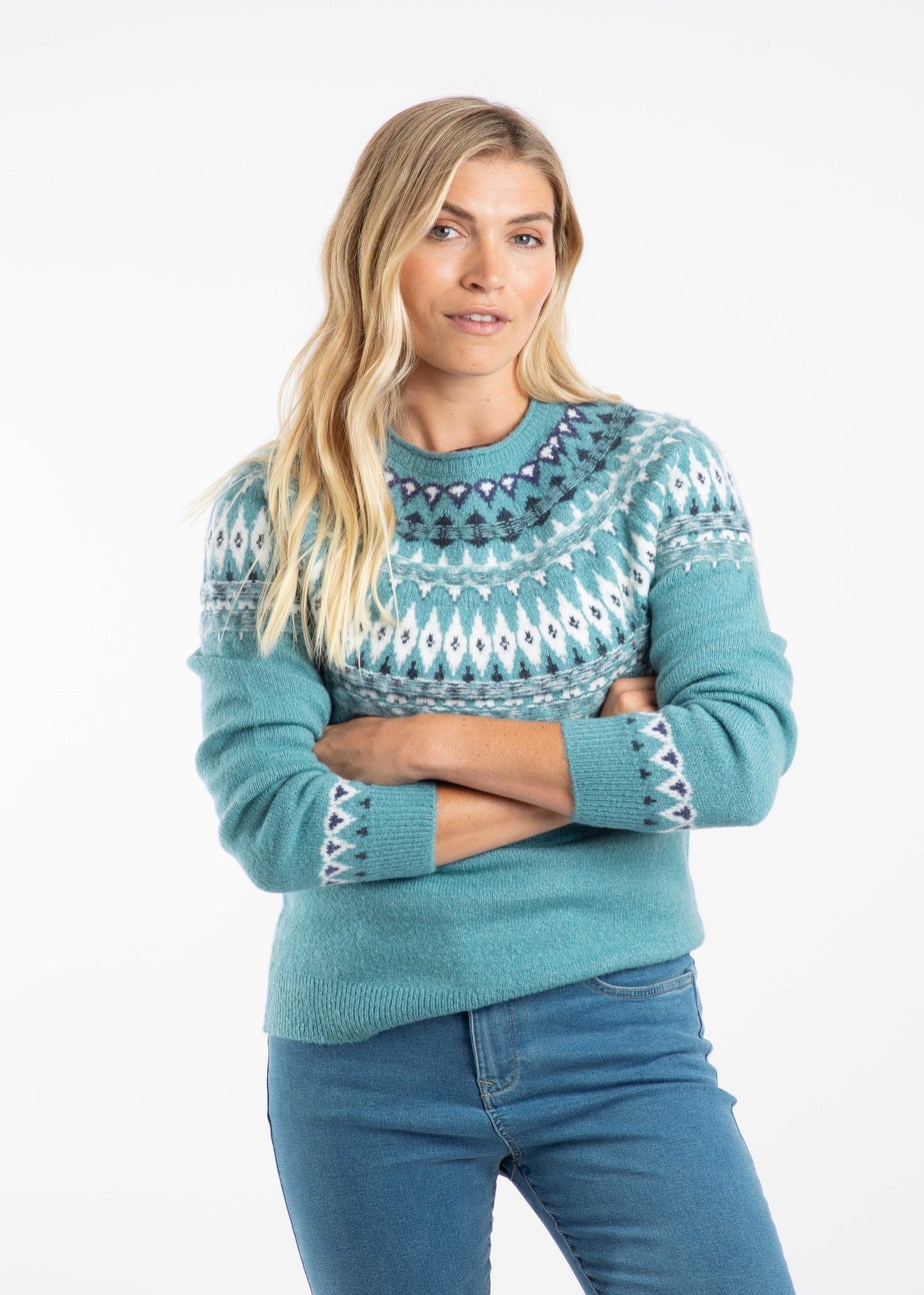 Weird Fish Smoked Blue Lowell Fair Isle Jumper