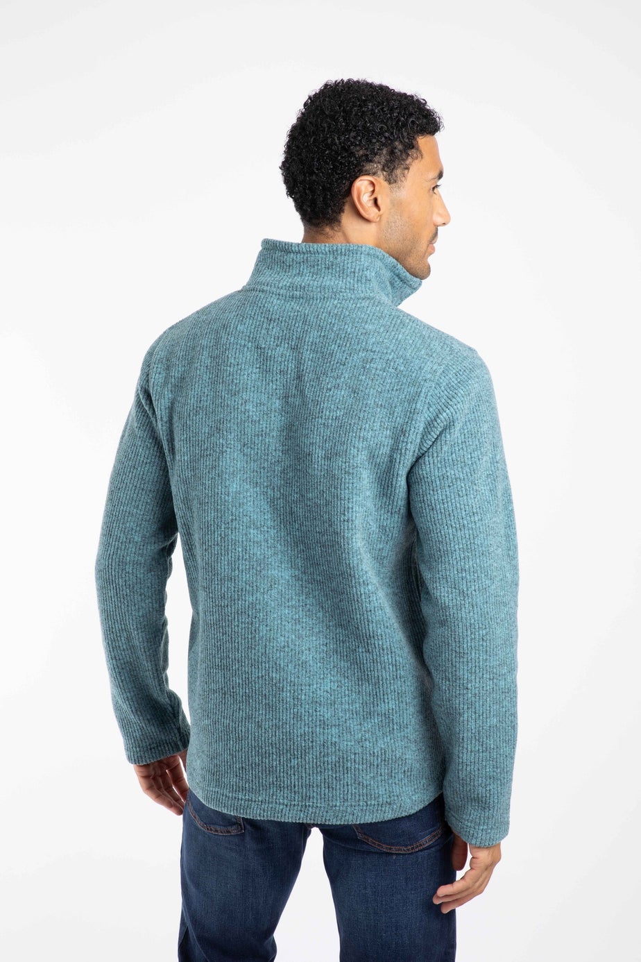 Weird Fish Smoked Blue Newport 1/4 Zip Ribbed Fleece