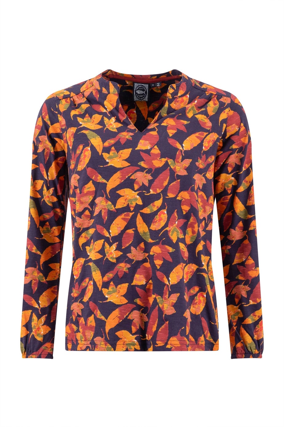 Weird Fish Night Blue Brooke Printed V Neck Jersey Top