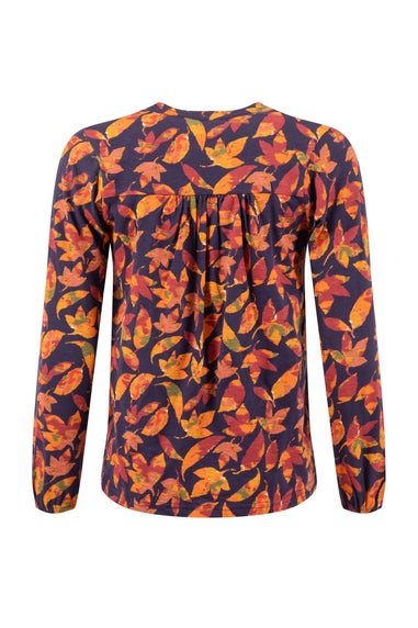 Weird Fish Night Blue Brooke Printed V Neck Jersey Top