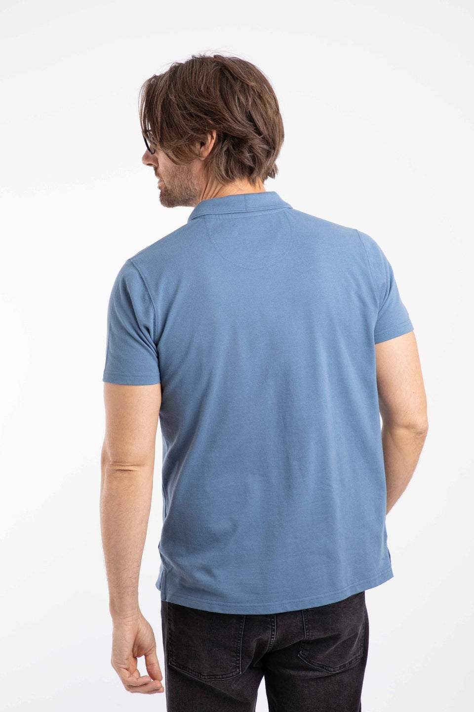 Weird Fish Mid Blue Miles Pique Polo Shirt