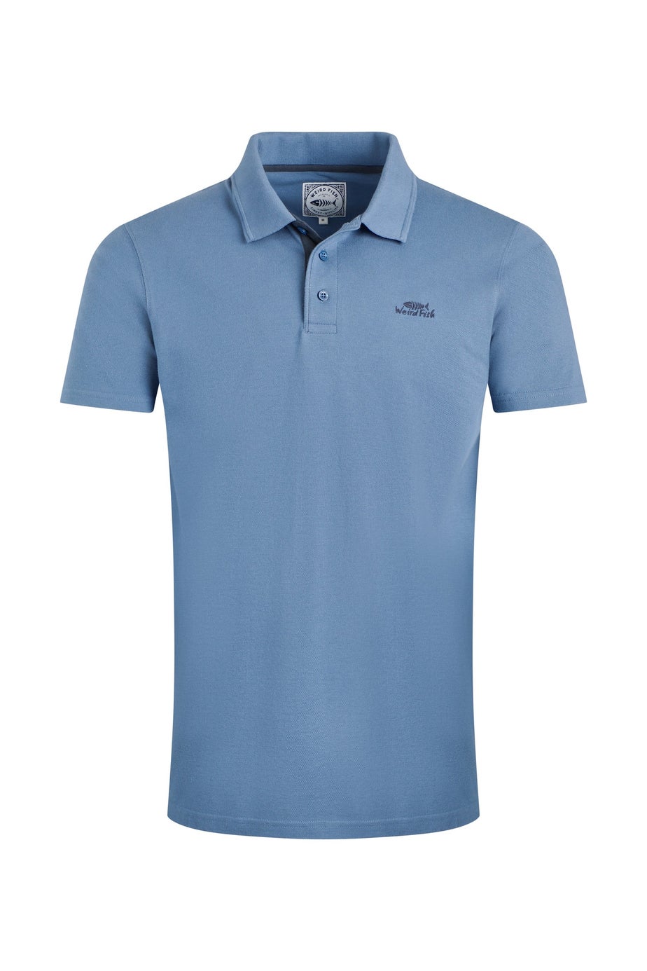 Weird Fish Mid Blue Miles Pique Polo Shirt