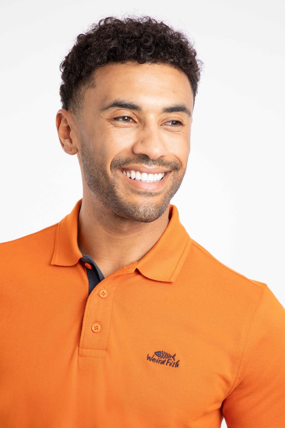 Weird Fish Brick Orange Miles Pique Polo Shirt