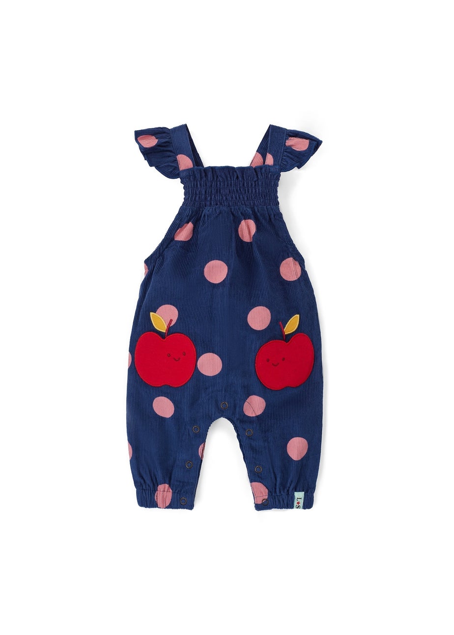 Lilly & Sid  Navy Apple Pocket Cord Jumpsuit (0-24 Months)