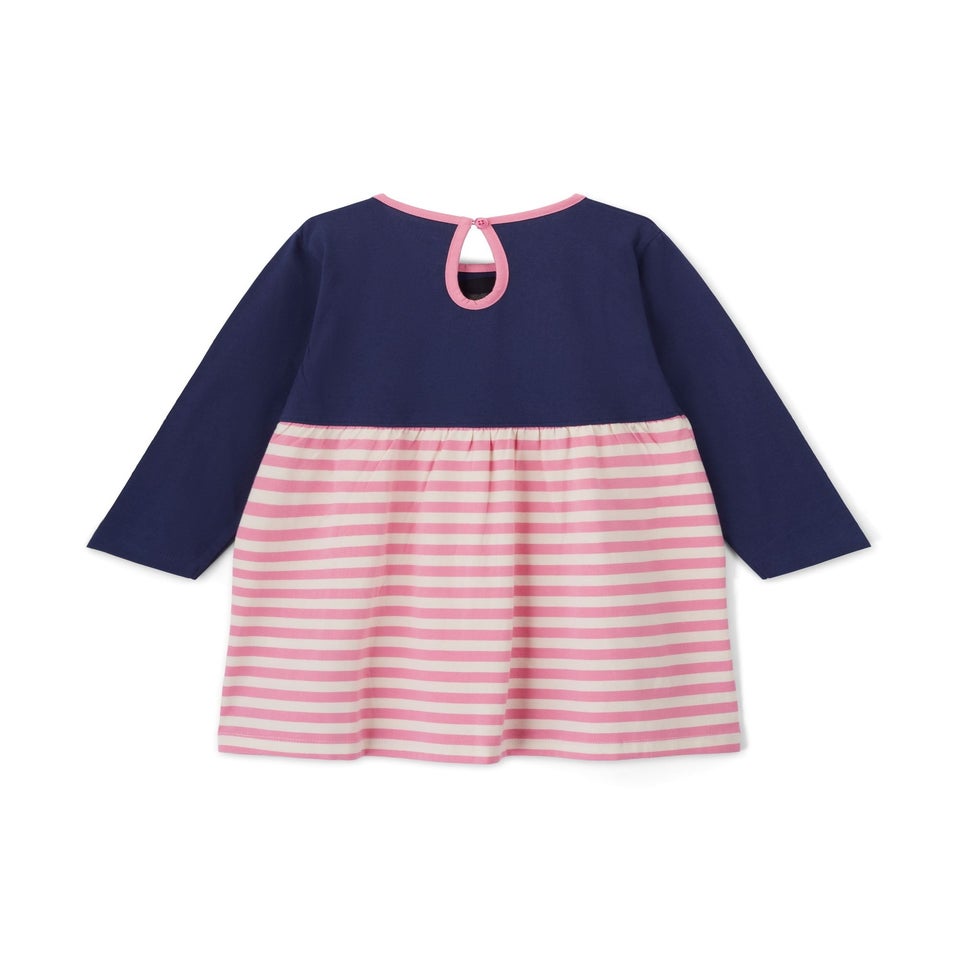 Lilly & Sid  Navy Christmas Tree/Stripe Dress (0-5 Years)