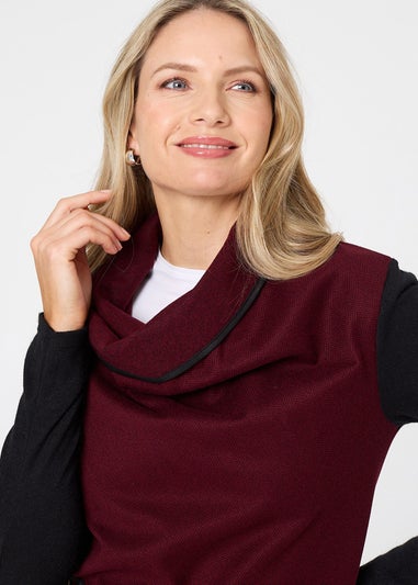 Izabel London Red Asymmetric Buckle Detail Wrap Jacket