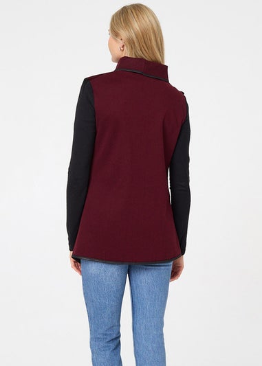 Izabel London Red Asymmetric Buckle Detail Wrap Jacket