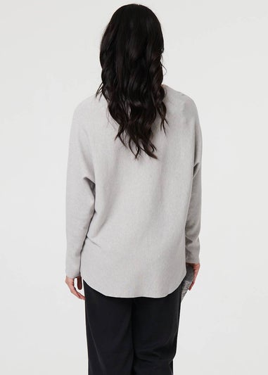 Izabel London Grey Floral Embellished Batwing Sleeve Jumper