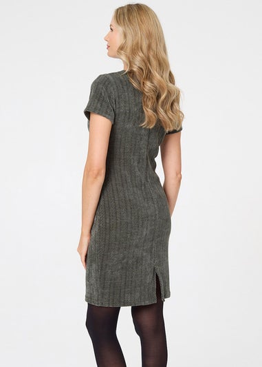 Izabel London Khaki Textured Cap Sleeve Short Bodycon Dress