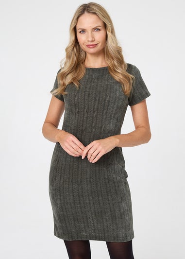 Izabel London Khaki Textured Cap Sleeve Short Bodycon Dress
