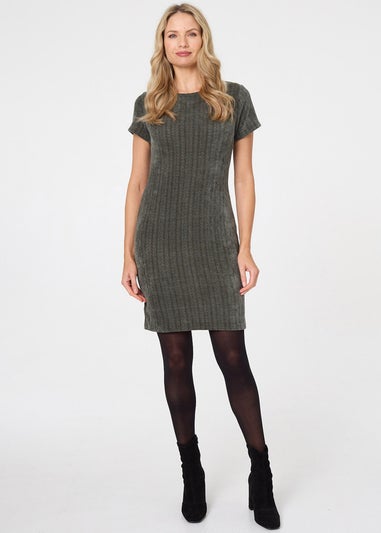Izabel London Khaki Textured Cap Sleeve Short Bodycon Dress