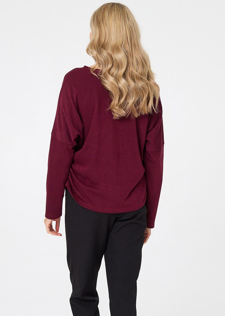 Izabel London Red Relaxed Batwing Sleeve Slouchy Jumper