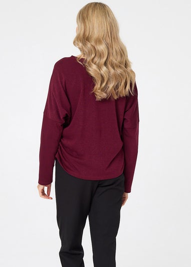 Izabel London Red Relaxed Batwing Sleeve Slouchy Jumper