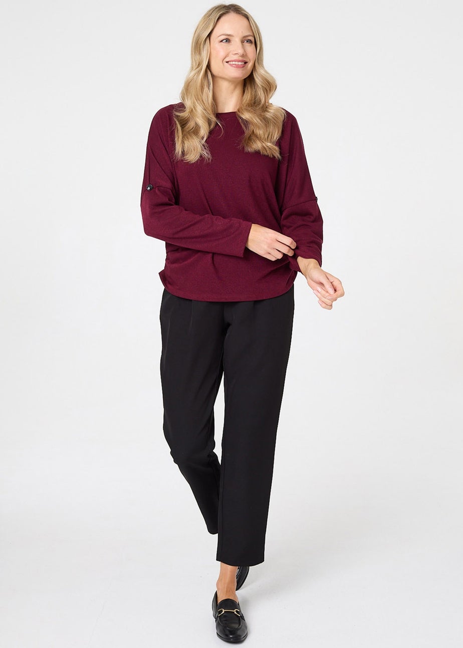 Izabel London Red Relaxed Batwing Sleeve Slouchy Jumper