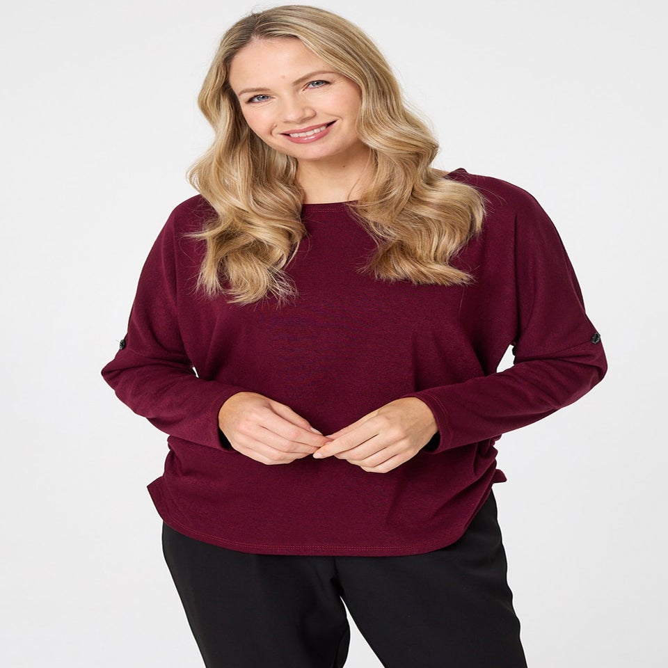 Izabel London Red Relaxed Batwing Sleeve Slouchy Jumper