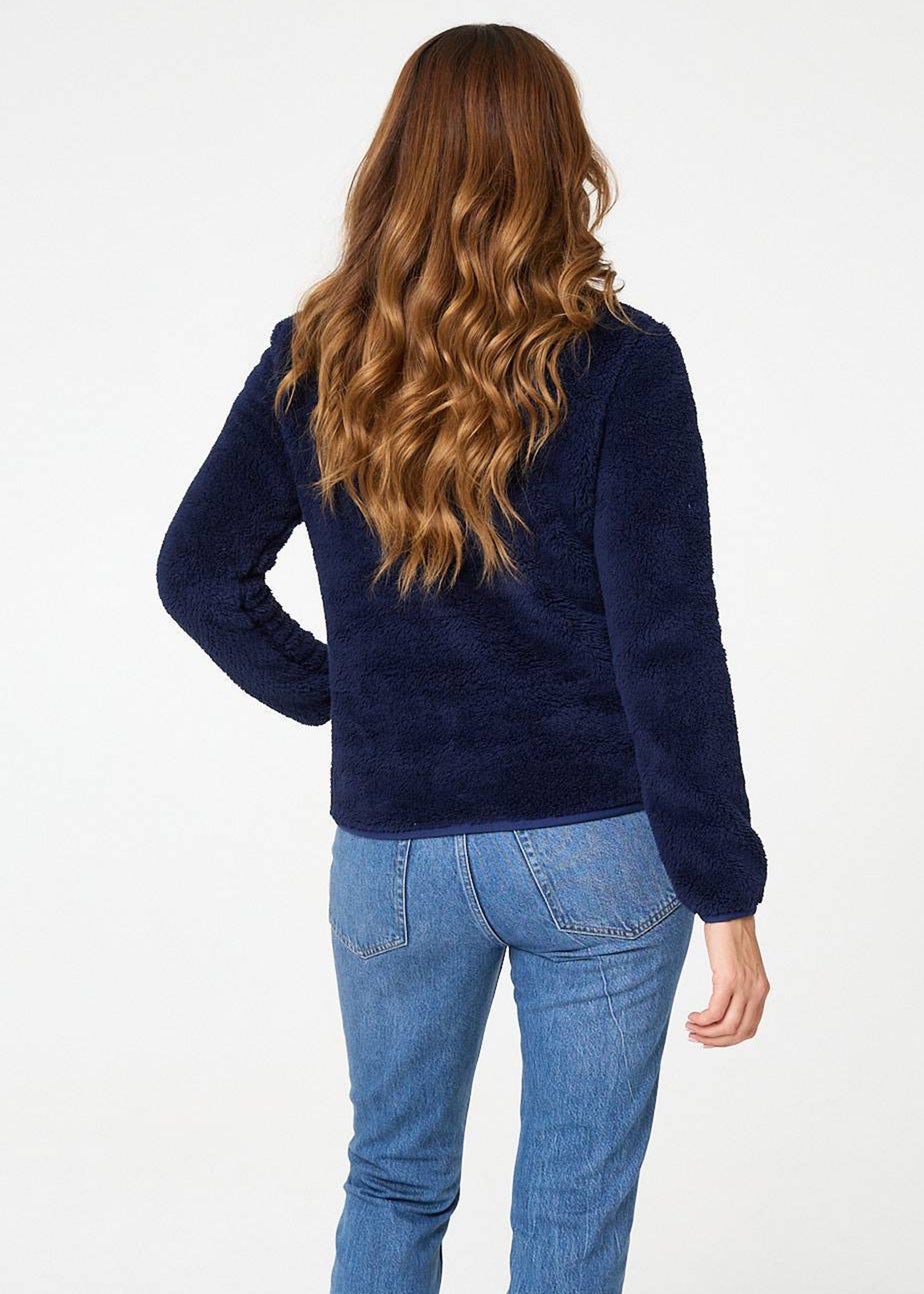 Izabel London Navy Soft Texture Zip Front High Neck Fleece