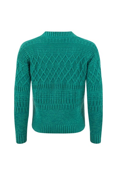 Weird Fish Deep Teal Amiens Mixed Stitch Cardigan