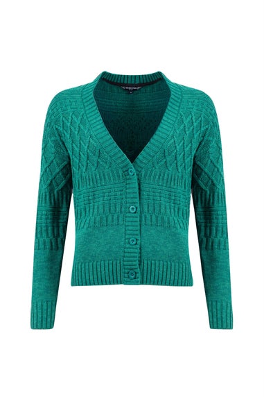 Weird Fish Deep Teal Amiens Mixed Stitch Cardigan