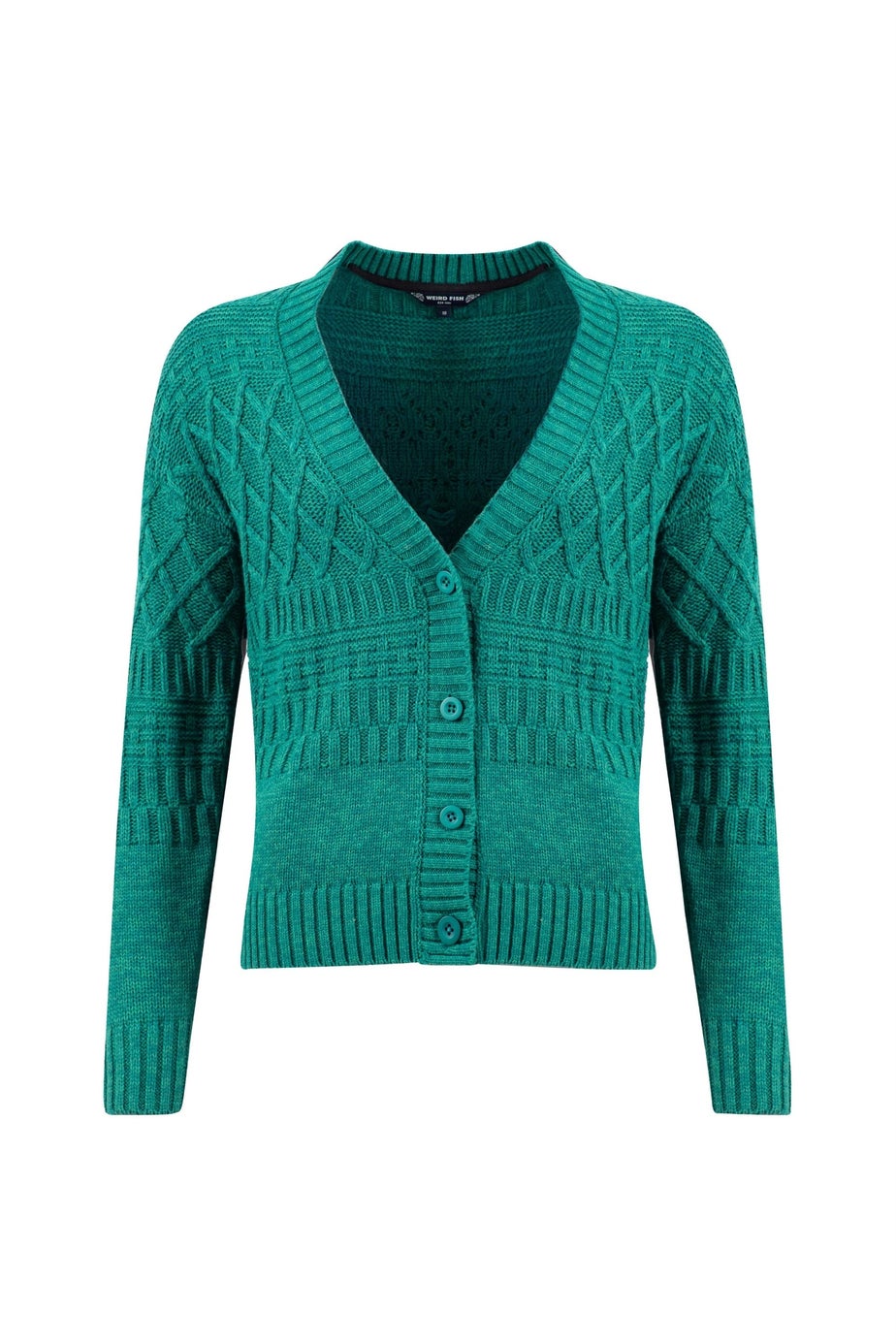 Weird Fish Deep Teal Amiens Mixed Stitch Cardigan