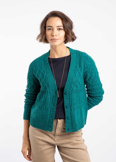 Weird Fish Deep Teal Amiens Mixed Stitch Cardigan