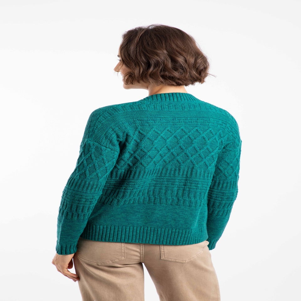 Weird Fish Deep Teal Amiens Mixed Stitch Cardigan