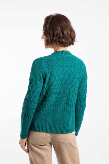 Weird Fish Deep Teal Amiens Mixed Stitch Cardigan