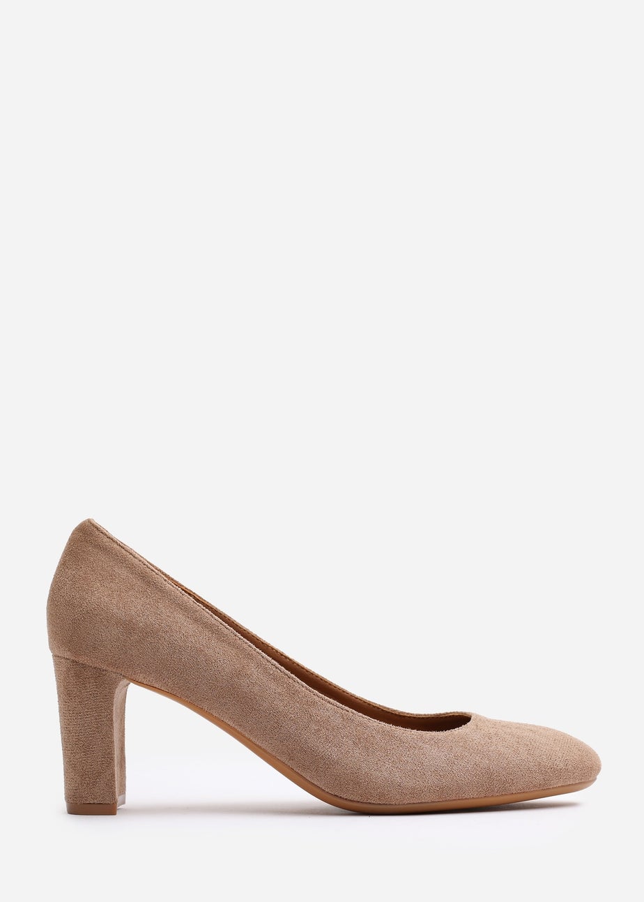 Where's That From Livia Camel Suede Mid Block Heel