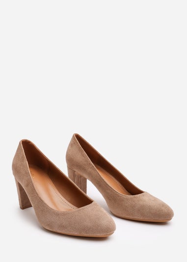 Where's That From Livia Camel Suede Mid Block Heel