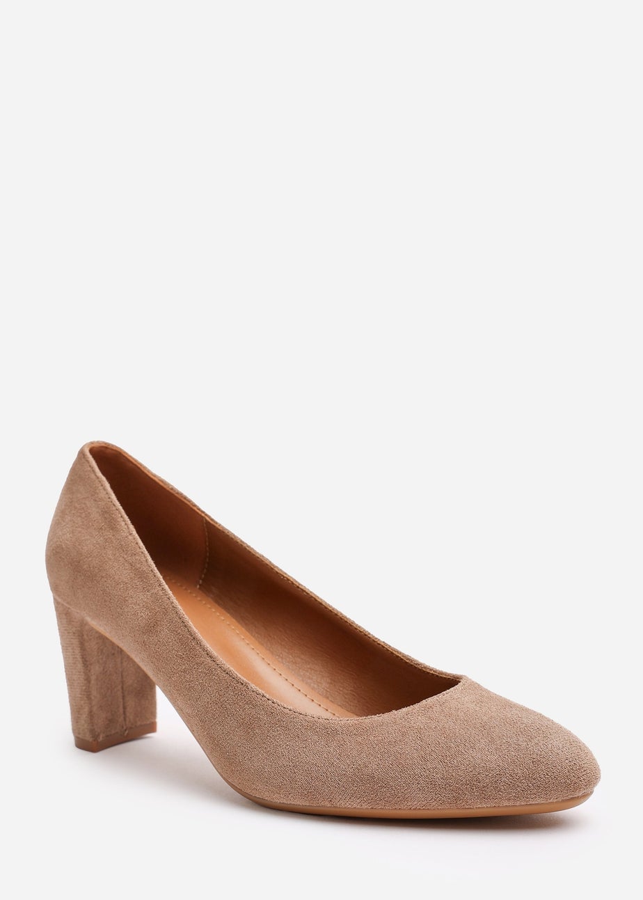 Where's That From Livia Camel Suede Mid Block Heel