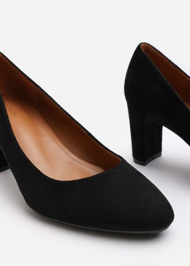 Where's That From Wide-Fit Livia Black Suede Mid Block Heel