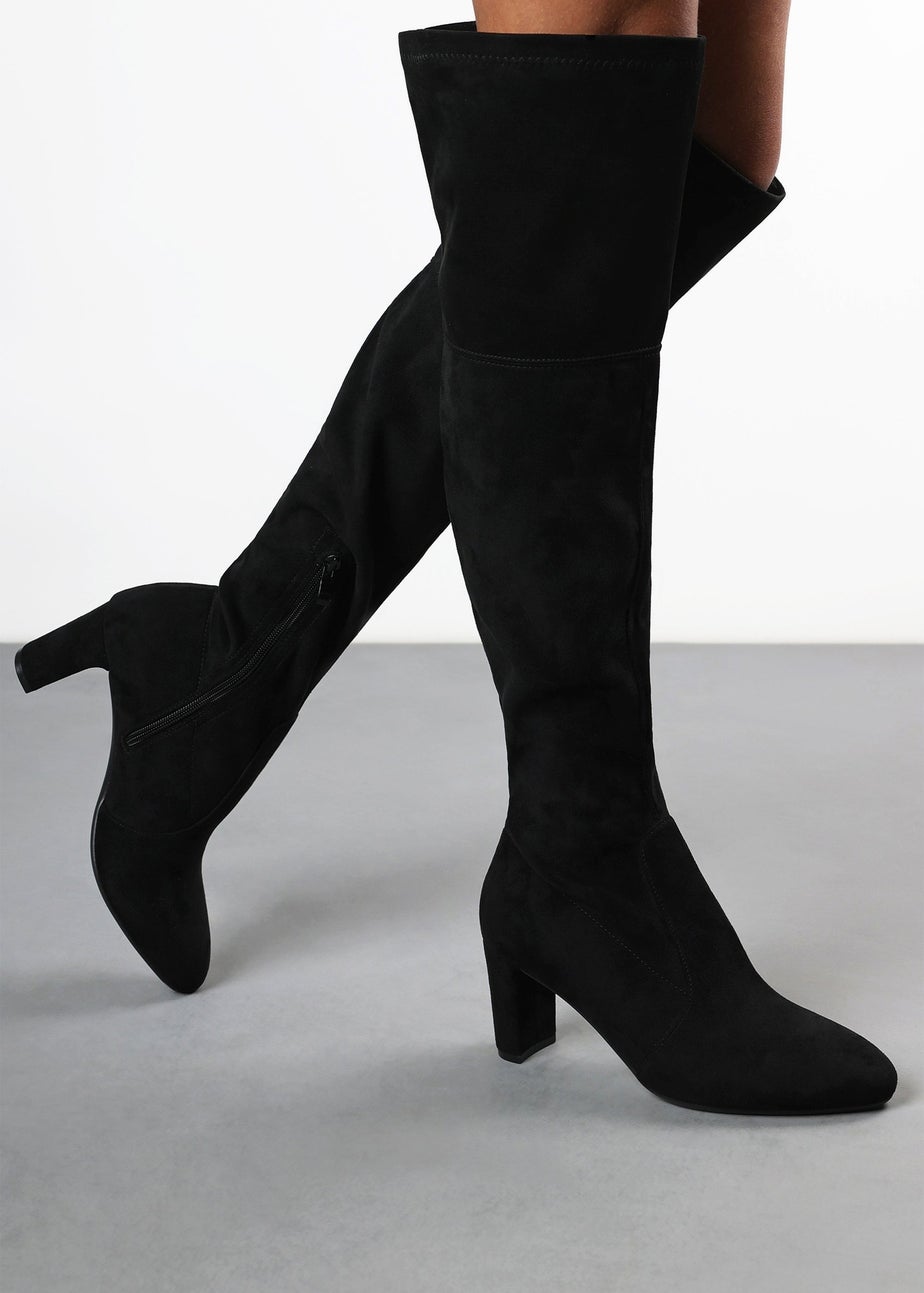 Where's That From Winnie Black Suede Low Kitten Heels