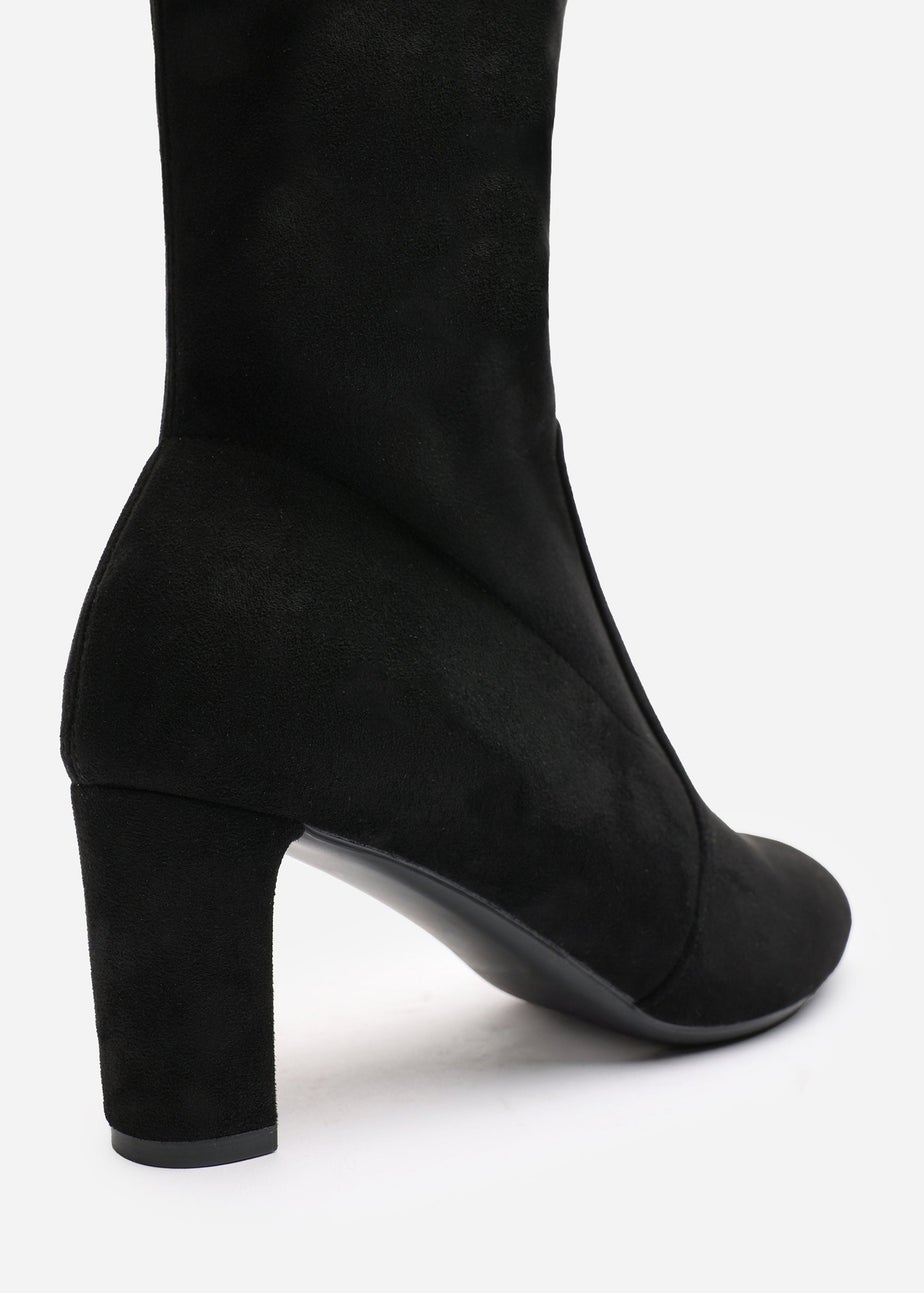 Where's That From Winnie Black Suede Low Kitten Heels