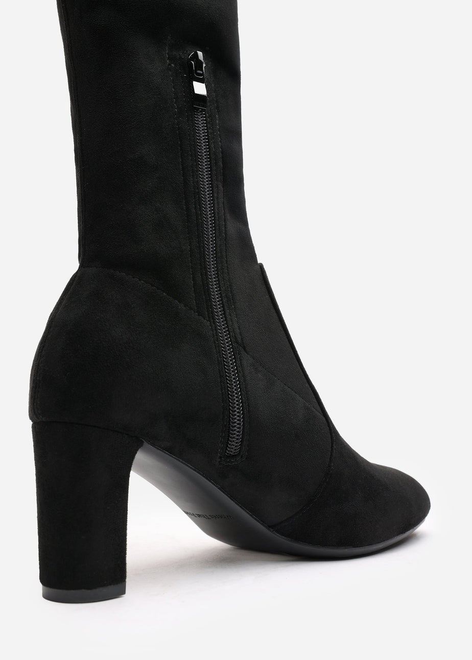 Where's That From Winnie Black Suede Low Kitten Heels