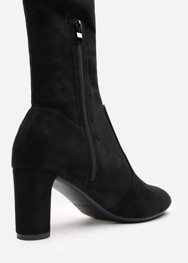 Where's That From Winnie Black Suede Low Kitten Heels
