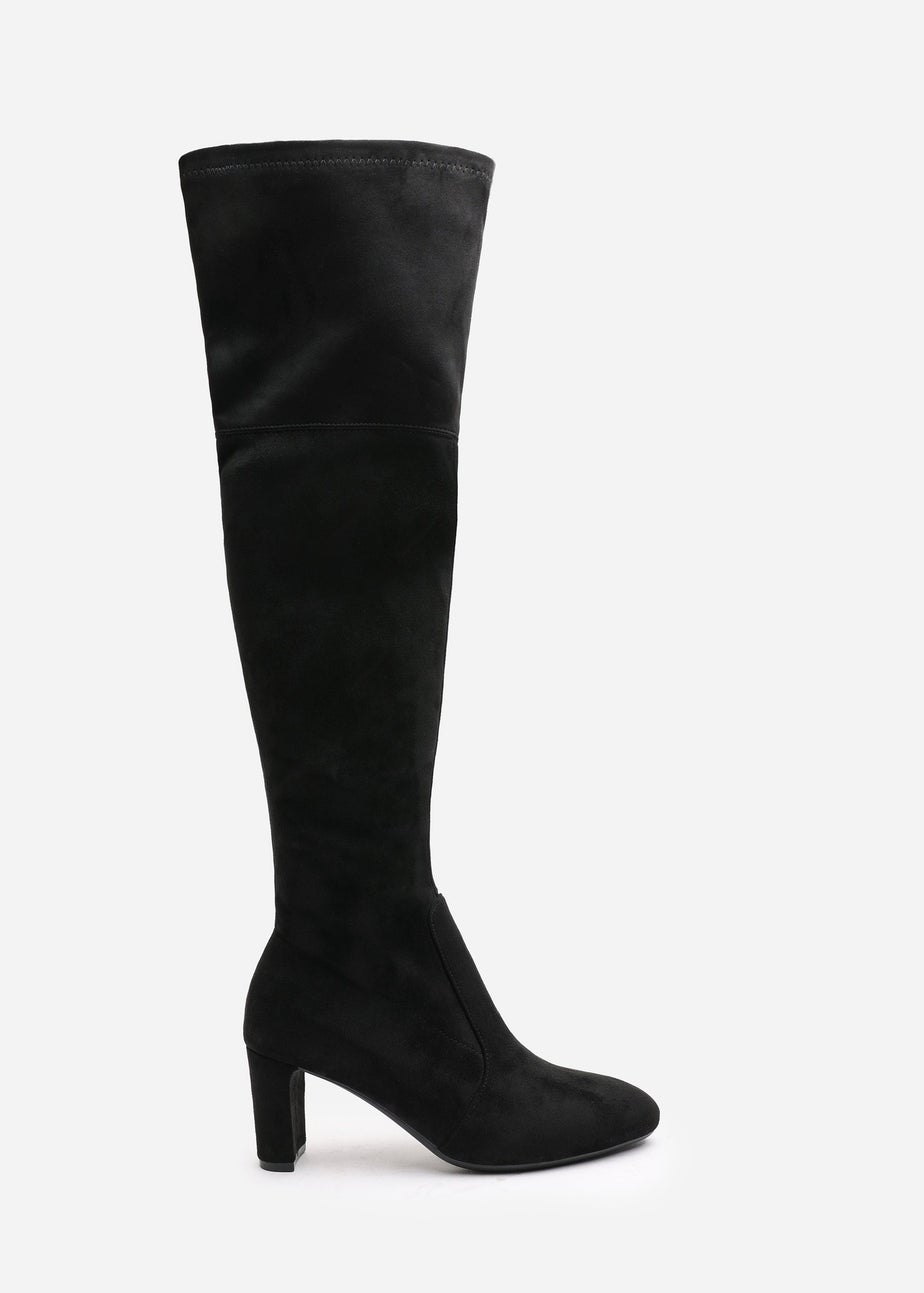 Where's That From Winnie Black Suede Low Kitten Heels