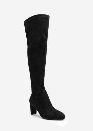 Where's That From Winnie Black Suede Low Kitten Heels