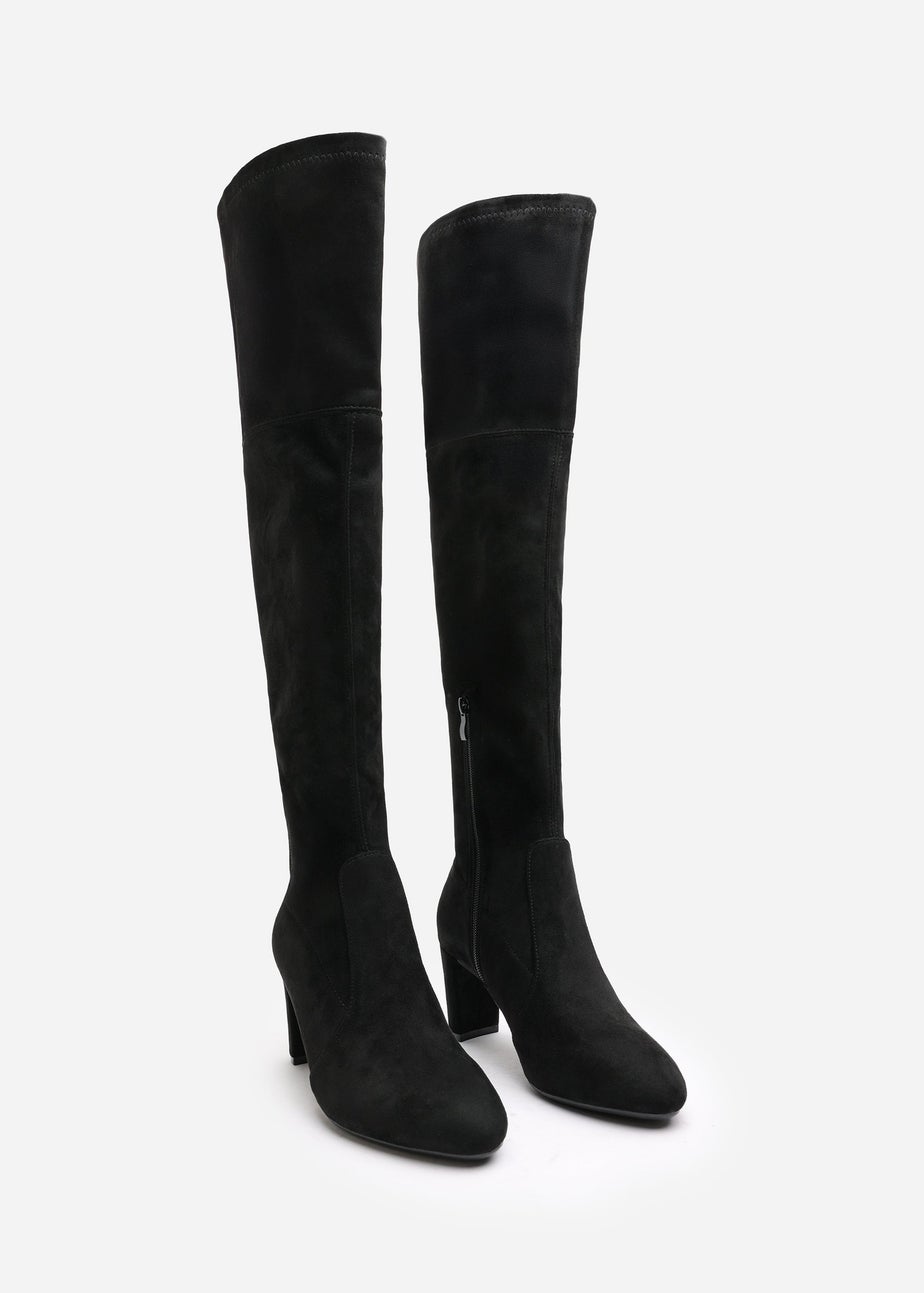 Where's That From Winnie Black Suede Low Kitten Heels