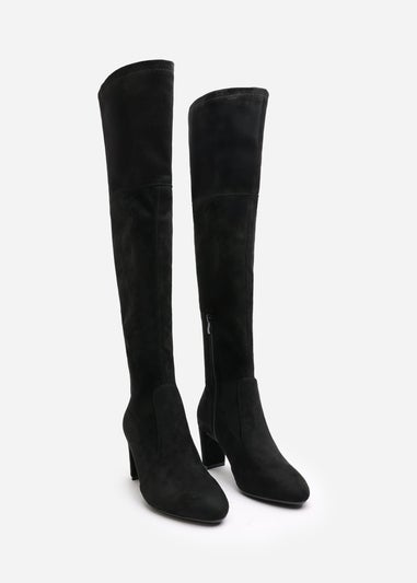 Where's That From Winnie Black Suede Low Kitten Heels