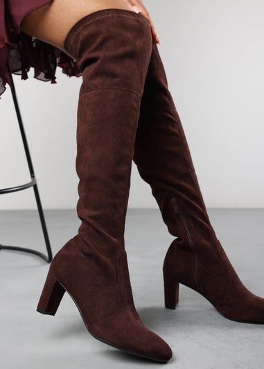 Where's That From Winnie Brown Suede Low Kitten Heels