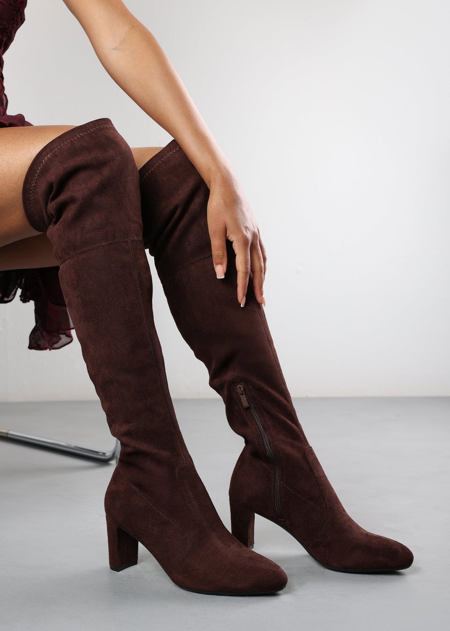 Where's That From Winnie Brown Suede Low Kitten Heels