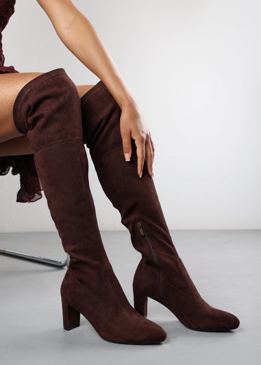 Where's That From Winnie Brown Suede Low Kitten Heels