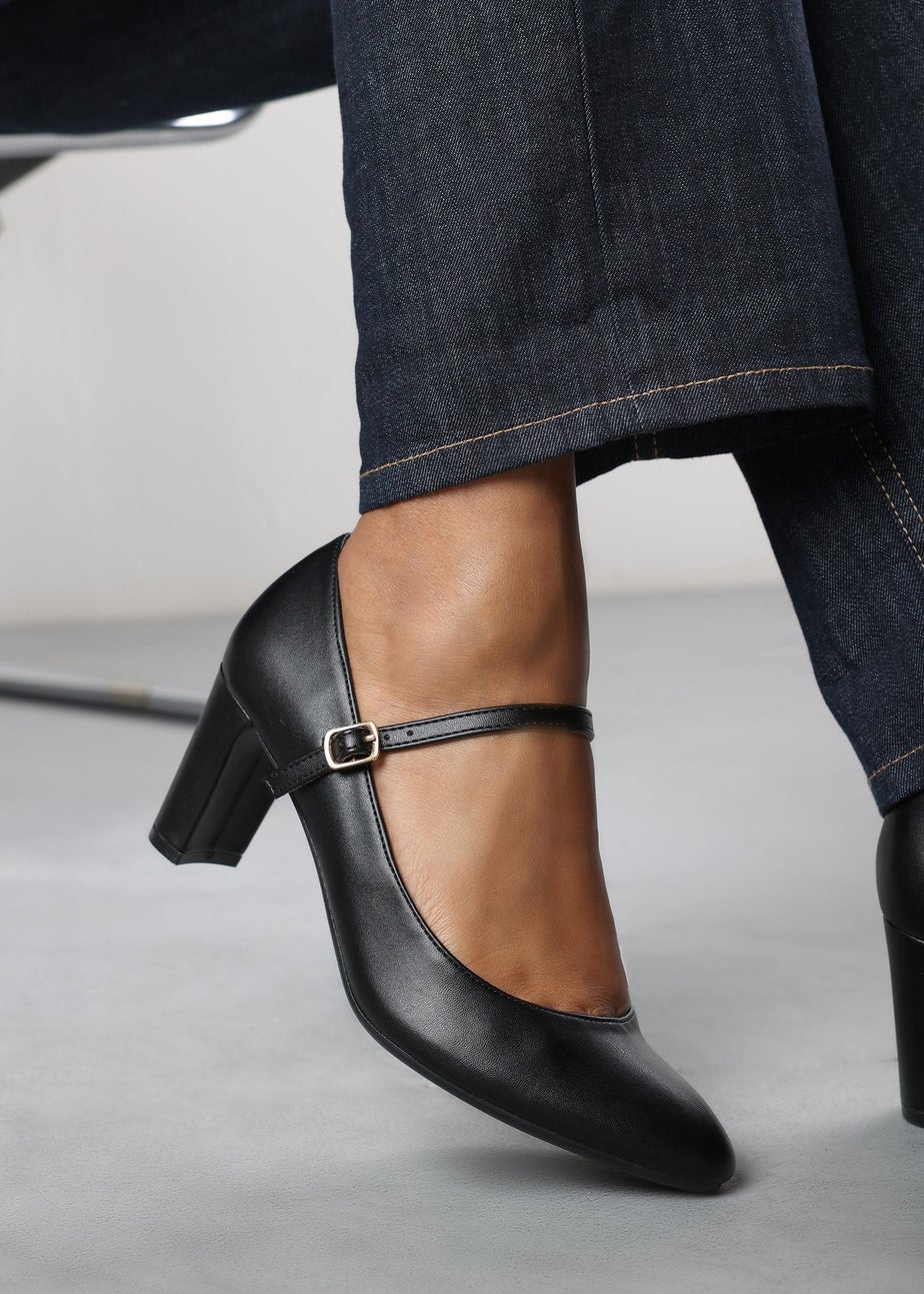 Where's That From Nolan Black PU Block Heel