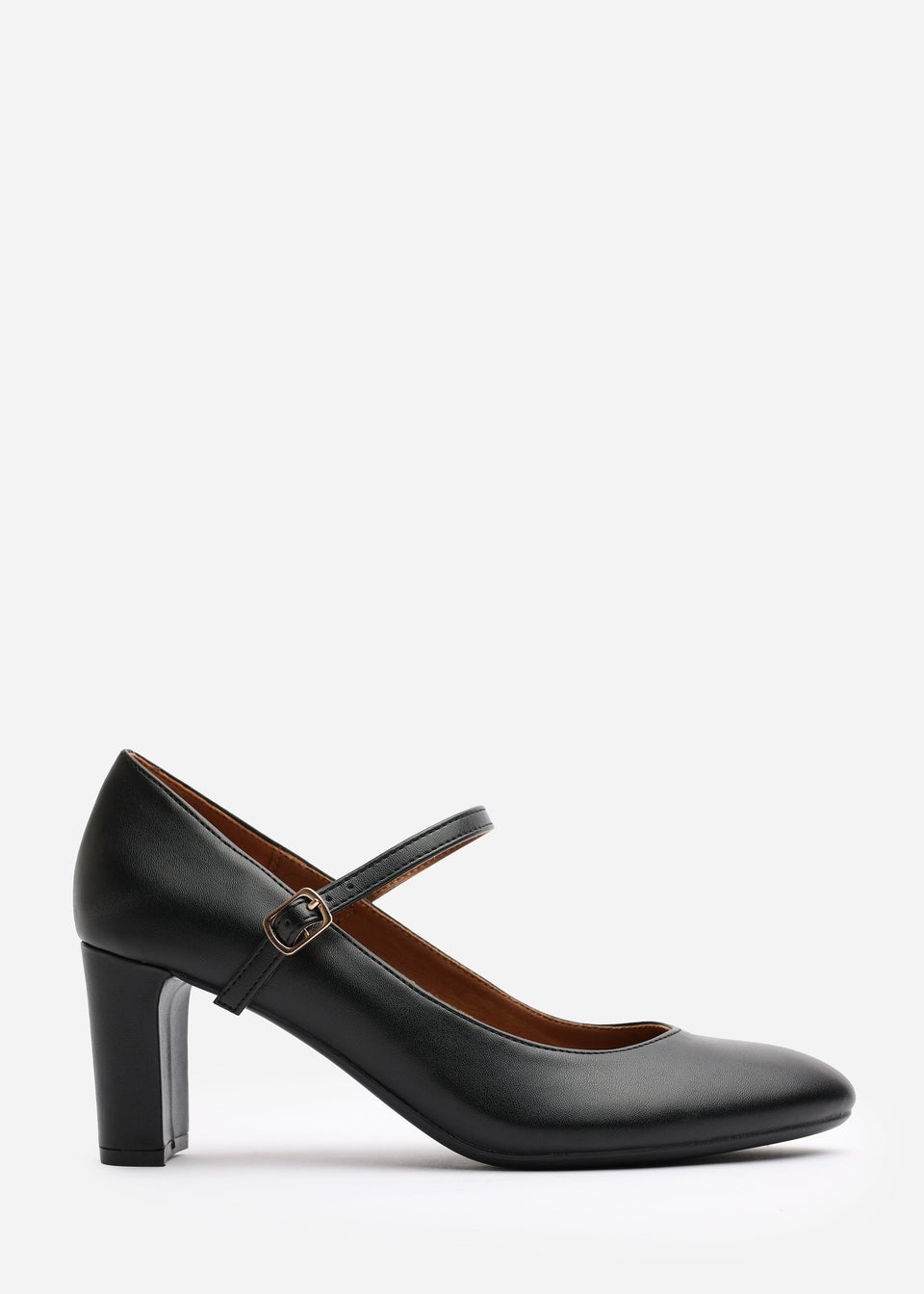 Where's That From Wide Fit Nolan Black PU Block Heel