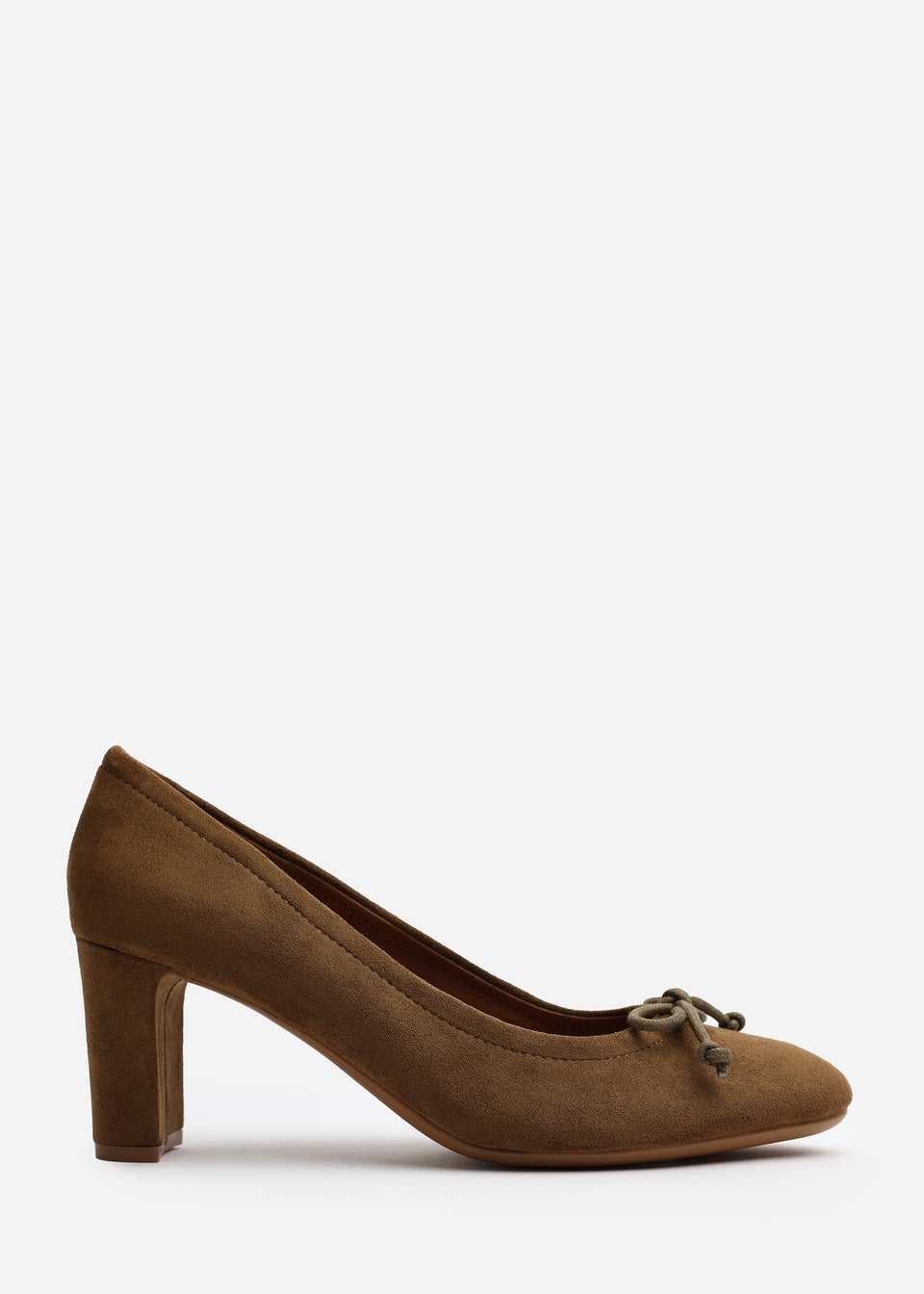 Where's That From Oceana Khaki Suede Block Heel Pumps